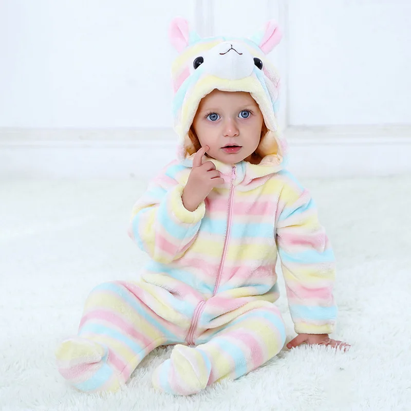

2018 Spring New Style Cute Alpaca Single Layer Romper Flannel Adorable Kid One Piece Childrenswear H2513