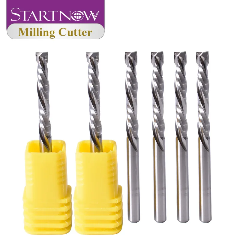 Startnow 5PCS UP & DOWN 컷 밀링 커터 2 플루트 나선형 비트 텅스텐 강철 솔리드 카바이드 엔드 밀 CNC 라우터 조각 비트