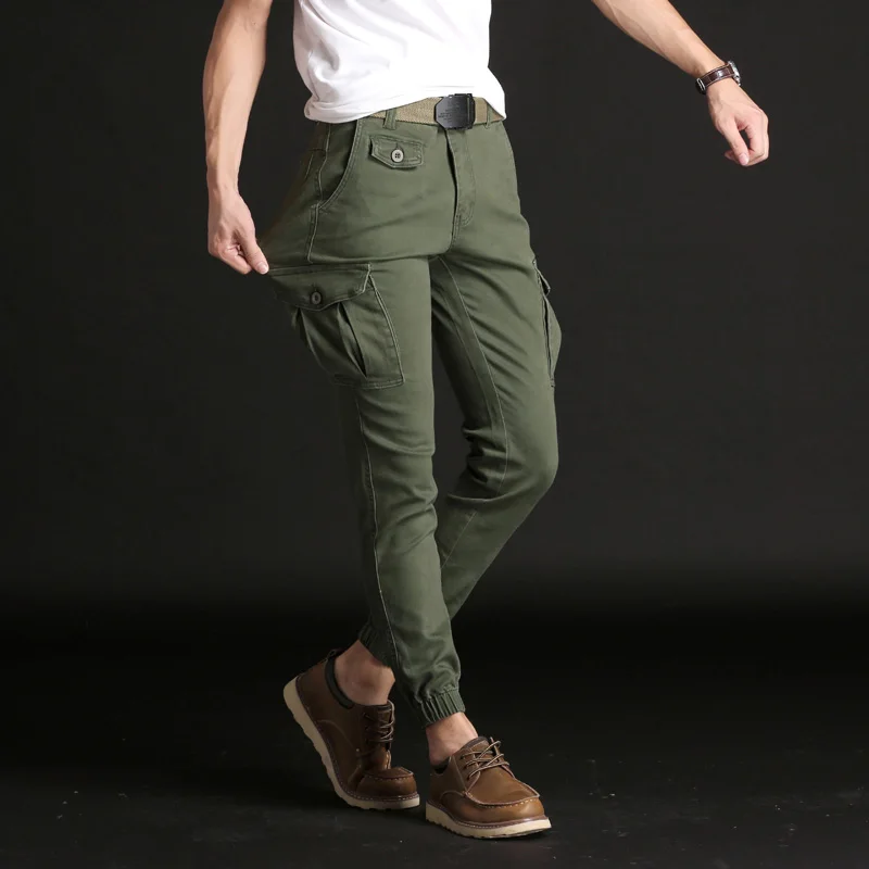 free shipping autumn overalls tide brand men's harem pants military beam feet baggy tactical casual pants men's cargo pants