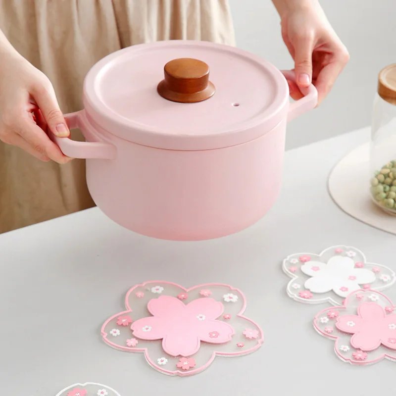 Japan Style Cherry Blossom Heat Insulation Table Mat Tea Cup Milk Mug Coffee Anti-skid Pads Kitchen Accessories | Дом и сад