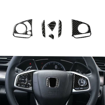 

Sticker Steering Wheel Panel Cover Trim Kit Accessories 3Pcs Car Fiber