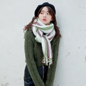 

Winter Female Wool Scarf Women Cashmere Scarves Wide Lattices Long Shawl Wrap Blanket Warm Tippet Pashmina Tassels Scarf Women