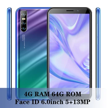 

K50 13MP Quad Core Original 4G RAM 64G ROM Smartphones Face ID 6.0" Big Screen Mobile Phone unlocked Celulars MTK Android Phones