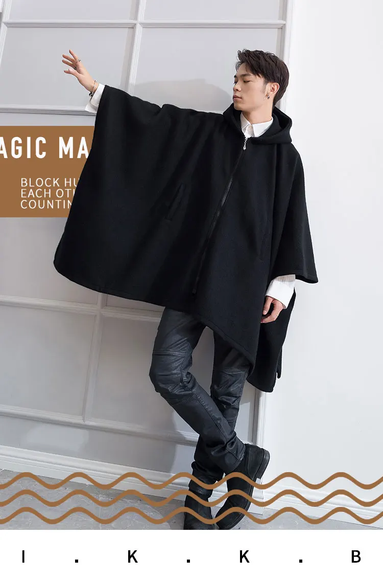 New Youth Autumn and winter tide men's coat loose personality Cape Cape Cape Long coat tweed thick wool coat New Youth Autumn and winter tide men's coat loose personality Cape Cape Cape Long coat tweed thick wool coat
