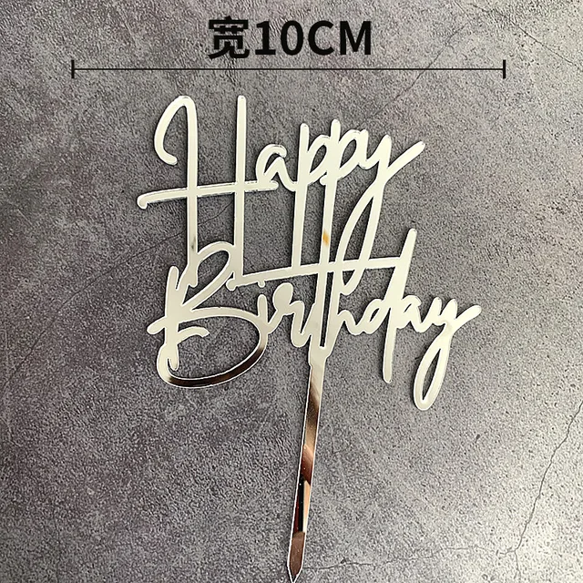 New Arrivals Rose Gold Acrylic Happy Birthday Cake Topper Kids Favors Children Gifts Cake Decoration Decorating Party Supplies SL2