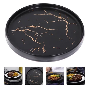 

1pc Plate Exquisite Durable Ceramic Round Dish Plate for Cake Rings Display Pizza