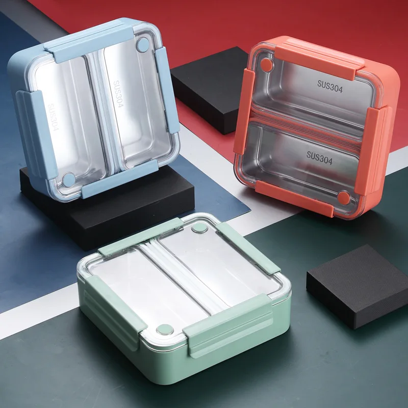 2020 New Stainless Steel Lunch Box Containers with Compartments Leakproof Food Container Portable Bento Box Send to Tableware