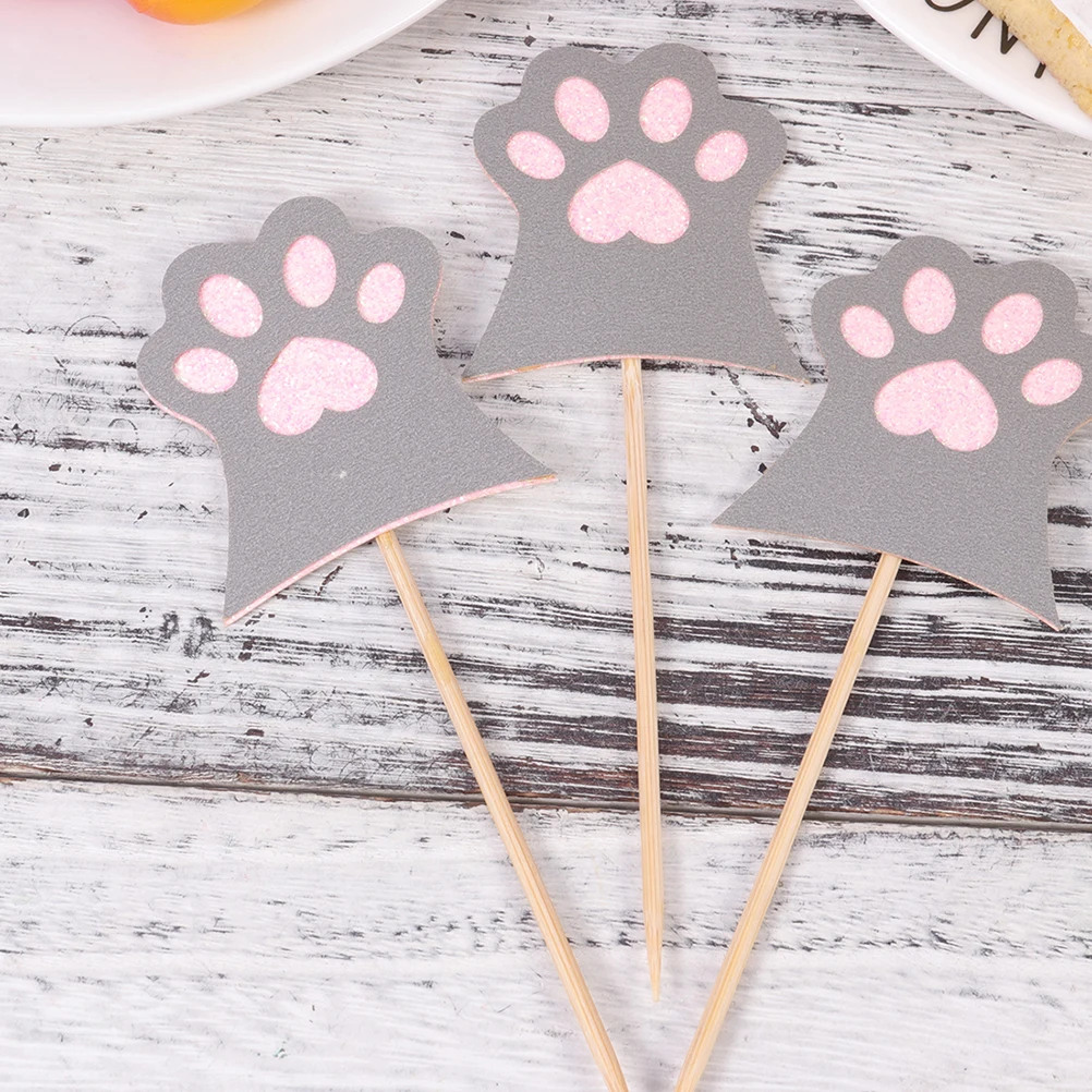 20pcs Cat Claw Cake Toppers Cake Decoration Inserts Cake Picks Cupcake Ornament for Party Festival