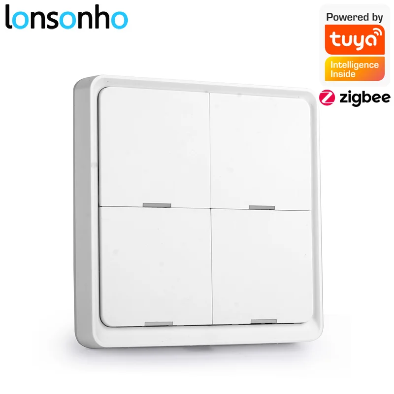 

Lonsonho Tuya ZigBee Wireless Smart Scene Switch 4 Gang Scenario Switch Support Zigbee2mqtt Home Assistant Smart Home Automation