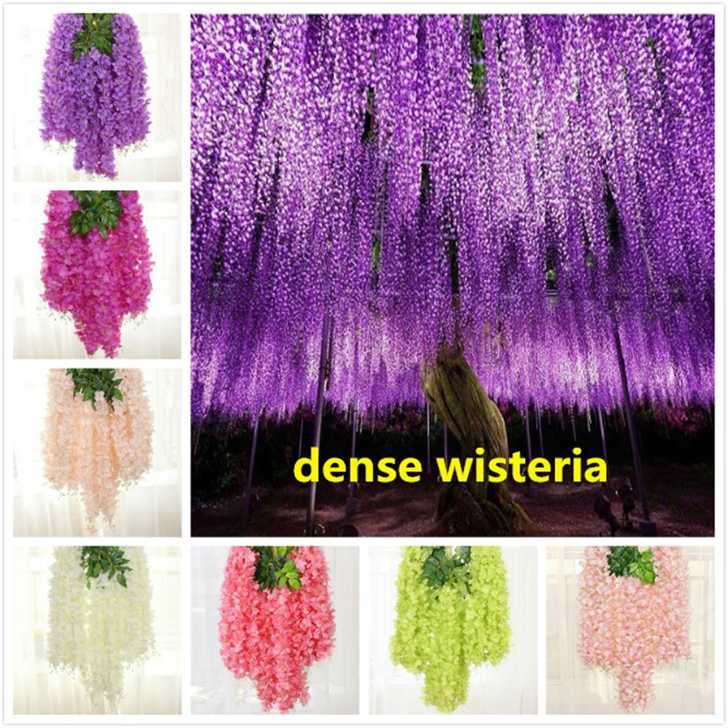 

110cm dense wisteria flower artificial silk flower vine elegant wisteria vine rattan for wedding garden home parties decoration