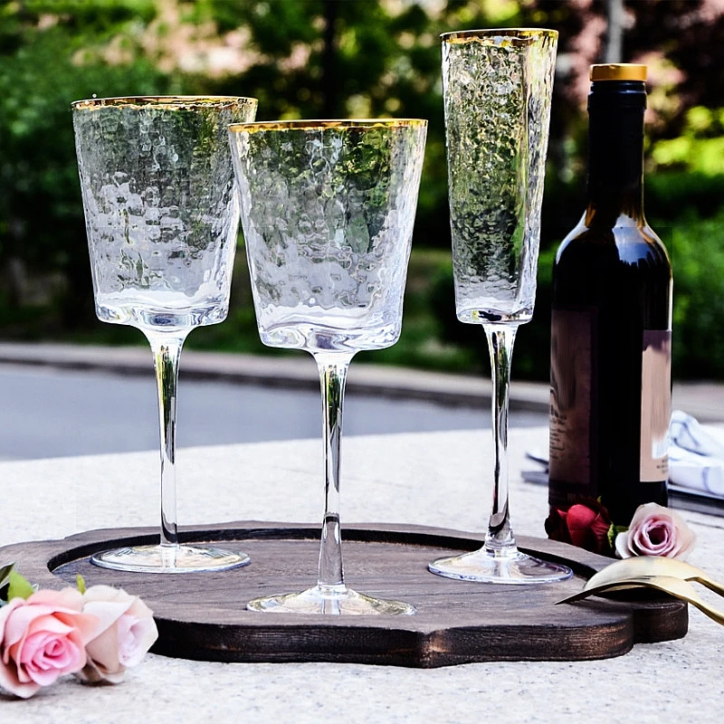 Креативный бокал для вина молоток узор золотой ободок Розовый Серый Кристалл Стекло винный Кубок для шампанского сладкий винный стакан коньяк Виски Посуда