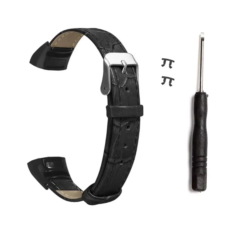 Сменный износостойкий кожаный ремешок для наручных часов для huawei Honor Band 5/4, аксессуары для браслетов, ремешок для часов - Цвет: Черный
