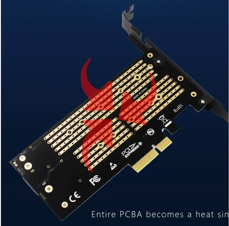 PCIE к M.2 SATA+ NVME карта расширения с двойным диском M.2 Накопитель SSD с протоколом NVME NGFF к PCI Express X4 карта адаптера M Key plus B ключ двойной интерфейс карты