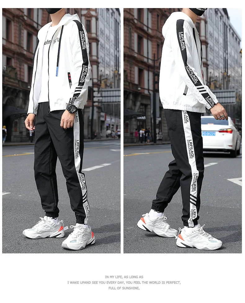 Sporting Suit Fashion Men Sets Sweatshirt Sweatpants Hooded Mens Clothing 2 Pieces Sets Slim Tracksuit Sweat Pants Casual Jacket