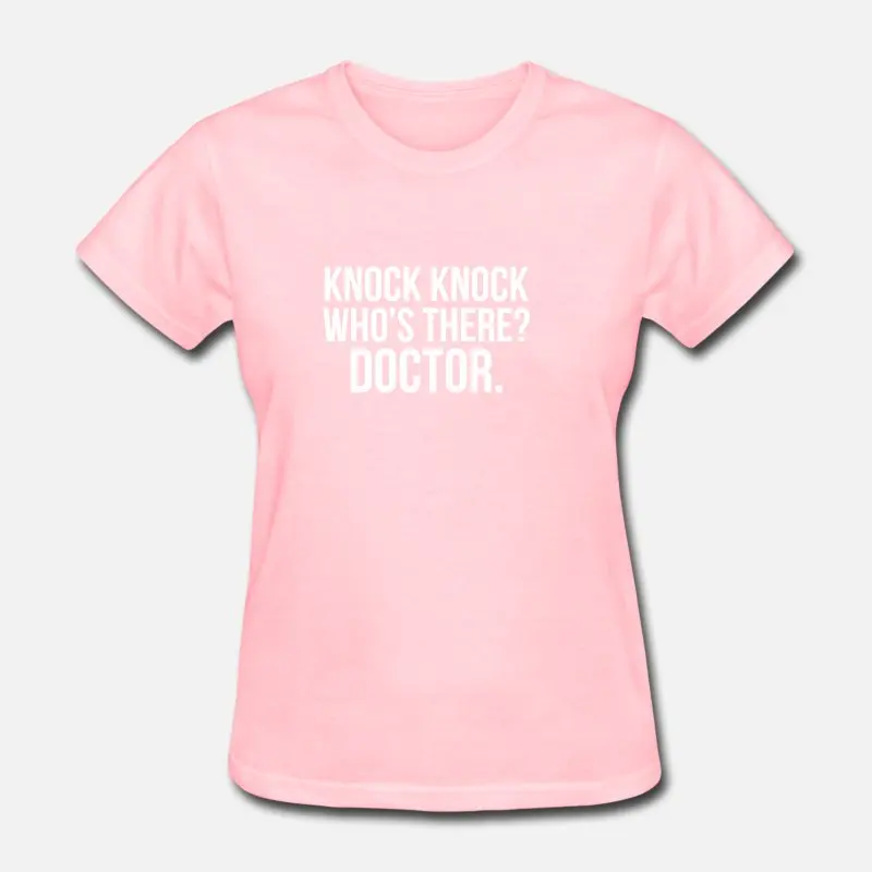 Новинка, футболка для мужчин с круглым вырезом и надписью Knock Who S There Doctor Present, Мужская футболка для фитнеса, большие размеры, S-5xl одежда в стиле хип-хоп - Цвет: Women-Pink