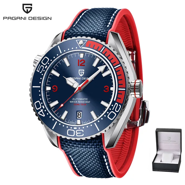 PAGANI DESIGN Men's Automatic Mechanical Watch Ceramic Bezel 100M Waterproof NH35A Movement Luxury Sapphire Glass Watch for Men 
