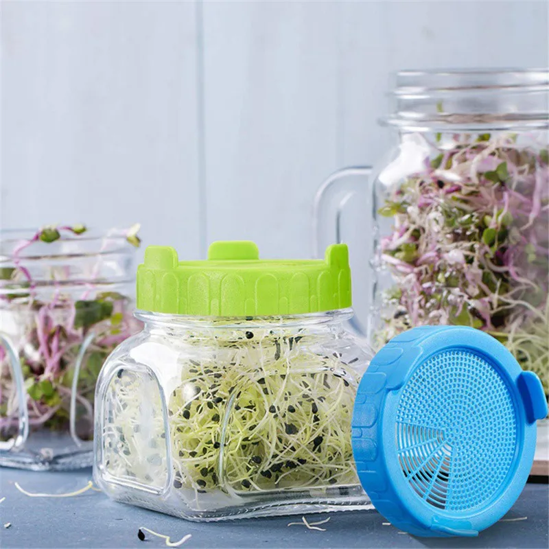 1 предмет, для прорастания крышки; для пищевых продуктов сетчатый чехол для рассады комплект семеноводства прорастания семян овощей Силиконовое уплотнительное кольцо крышки