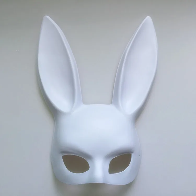 Сексуальная женская черно-белая маска из ПВХ с заячьими ушками, милые длинные уши, маска кролика на половину лица, маска на Хэллоуин, маскарад, вечеринку, косплей, костюм, реквизит