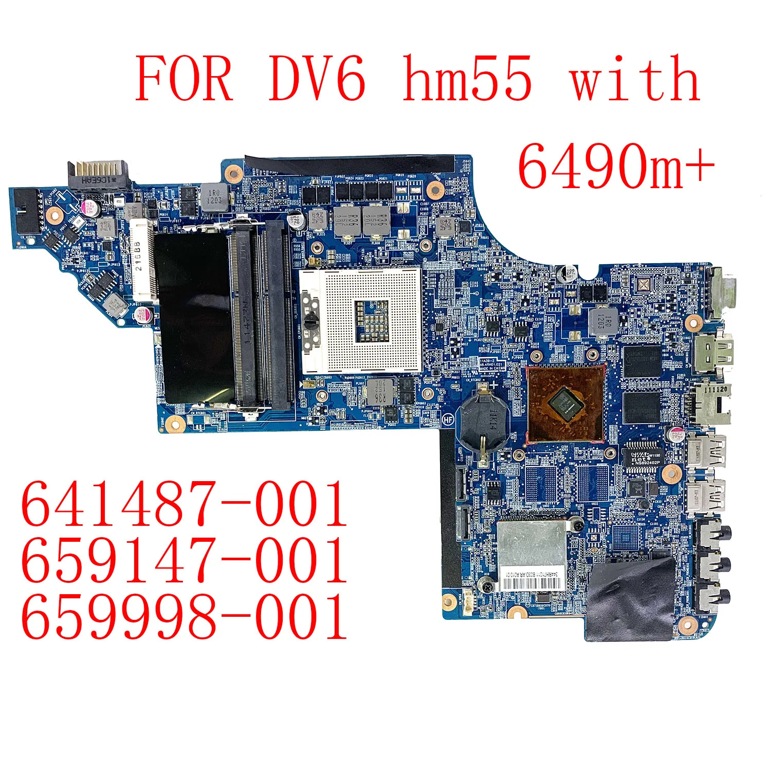 

For HP DV6 DV6-6000 Laptop Motherboard 641487-001 659147-001 659998-001 HPMH-41-AB6200-D00G DDR3 Full Tested