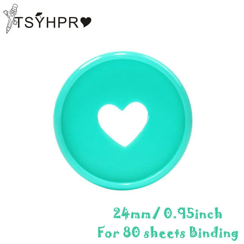 100pcs 24mm Colorful Heart Binder Plastic Matte Notebook Ring