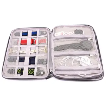 

Double Layers 18 Slots Watch Strap Organizer Power Bank Data Cable Storage Pouch Suitable For Watch Strap With Width Of 1-50mm