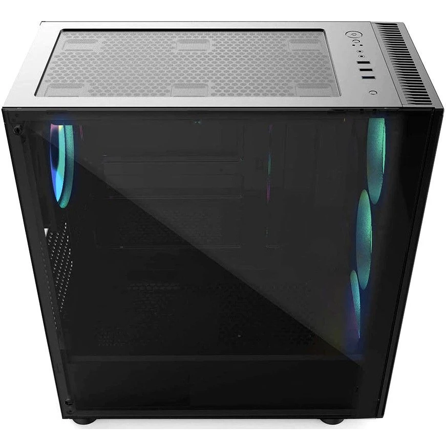HiPER SR-3RGB gaming case black (ATX, tempered glass, RGB fan 4x120 mm, 1xUSB, HD Audio) ► Photo 2/4