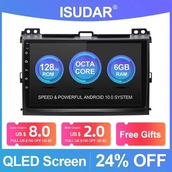 

ISUDAR V72 QLED Android 10 Car Radio For TOYOTA/Prado J120 2004-2009 GPS Car Multimedia 8 Core ROM 128G DVR Camera VOICE CONTROL