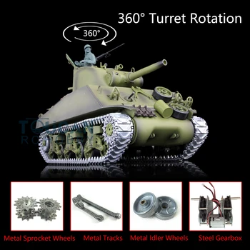 شراءالأسهم الأمريكية 1/16 Henglong 6.0 ترقية M4A3 شيرمان RC RTR خزان 3898 واط/360 برج TH12815-SMT2