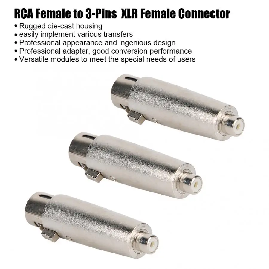 Разъем для наушников 3 шт. RCA Женский на 3-Pins XLR гнездовой разъем аудио разъем конверсионный адаптер цинковый металлический динамик терминал