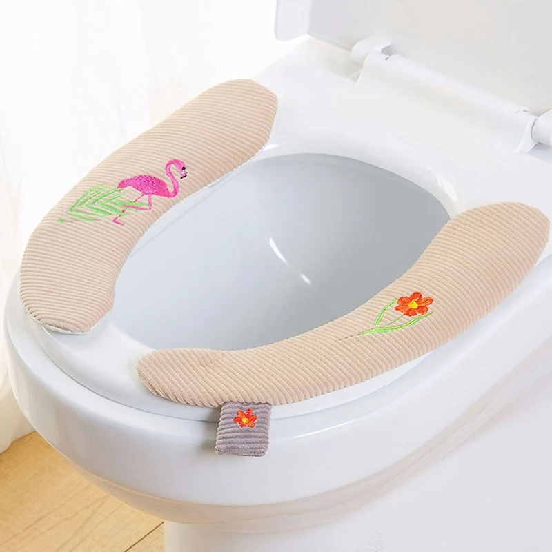 2 шт./компл. бархат сиденье для унитаза крышка мягкие WC вставка для унитаза подушка для сидения моющийся Ванная комната с подогревом сиденья Крышка коврик липкий сиденье коврики - Цвет: BG