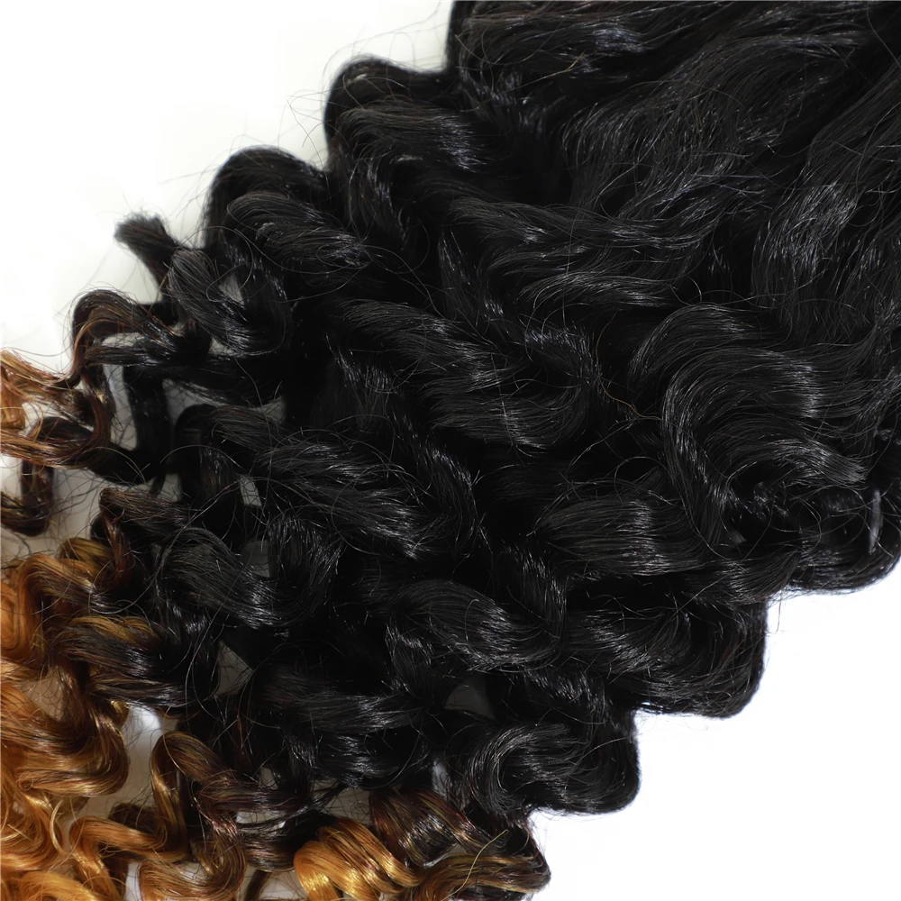 Ombre Jerry вьющиеся волосы с двойным нарисованным плетением пряди T27 8 Пряди в упаковке 14 дюймов Синтетические кудрявые вьющиеся волосы