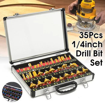 

35PCS 1/4'' Inch Woodworking Milling Cutters Shank Carbide Router Bit For Wood Cutter Engraving Cutting Tools