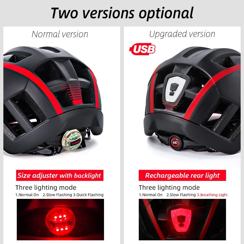VICTGOAL Bike Helmet for Man Women MTB Road Bicycle Helmet LED USB Rechargeable Light Mountain Road Bike Visor Cycling Helmet