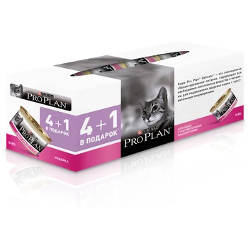 

PRO PLAN DELICATE для кошек с чувствительным пищеварением, Индейка (паштет) 85г., Cat food, for cats, 4+1