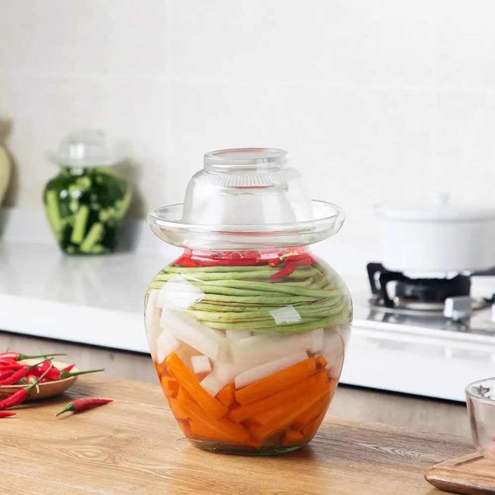 1 шт., корейский стеклянный контейнер, Kimchi Jar, кухонные утолщенные маринованные банки, бытовые маринованные банки, маринованные банки, цилиндрические Герметичные банки