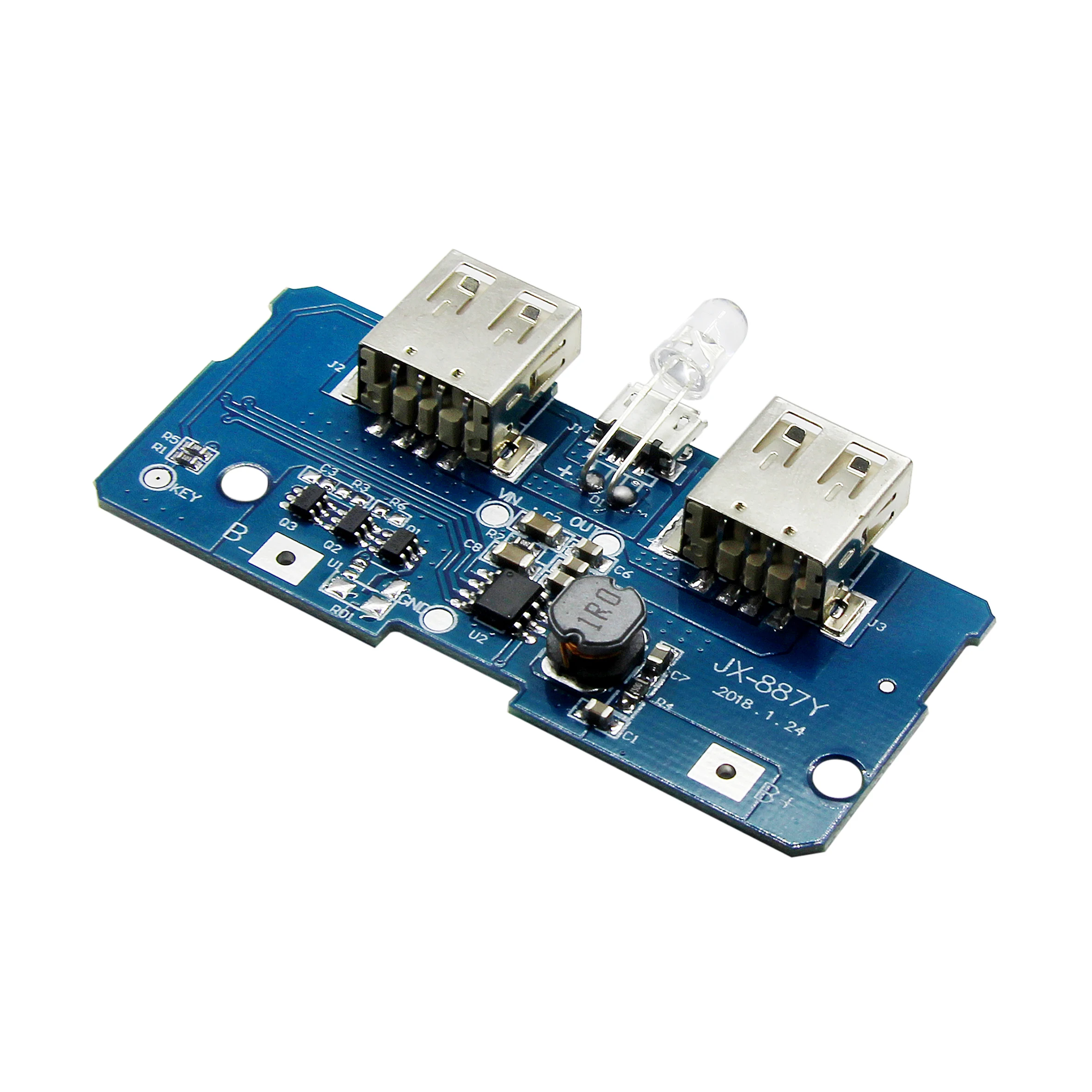 18650 Двойной Micro USB 3,7 V до 5V 2A повышающий Мобильный Внешний аккумулятор DIY 18650 литиевая батарея зарядное устройство печатная плата Повышающий Модуль со светодиодом