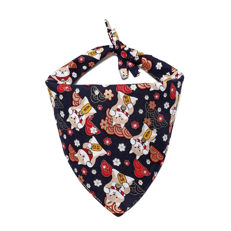Cat Dog Bandana Pet Dog Printed Scarf Collar Adjustable Pet Neckerchief Scarf Waterproof Saliva Towel For Small Medium Large Dog - Цвет: Black