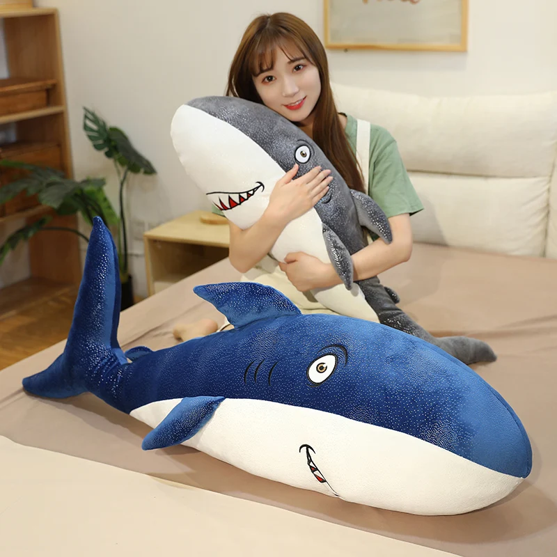New Creative Shark Stuffed Doll Happy Plush Toy Soft Animal Pillow Simulation Fish Kids Sleeping Cushion Girl Gift | Игрушки и хобби