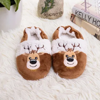 

Xmas Warm Winter Animal Prints Unisex Slippers Toddler Infant Kids Baby Warm Cotton Shoes Boys Girls Cartoon Christmas Slippers