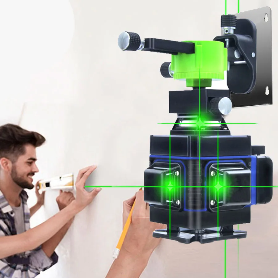 Новый Зеленый лазерный уровень 16 линий 3D самонивелирующийся 360 горизонтальный и