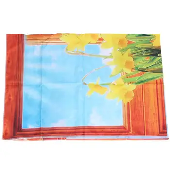 

New Daffodil Flowers Decor Wooden Windows Sky Classic Art Weave Basket for Kitchen Floral Bouquet Themed Tapestry Wall Hanging D