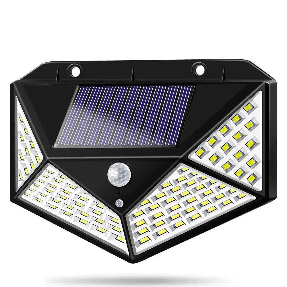 A2 solar lamp lantern 100/114 LED light 4-side 2400mA PIR motion sener Garden outdoor Patio Yard Wall Driveway Fence