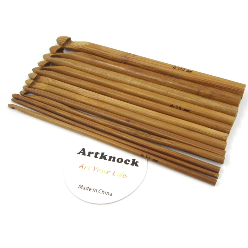 

Bamboo Crochet Hooks Needles Knit Weave Craft Yarn Sewing Tools Knitting Bamboo Crochet Hook Set 12Pcs