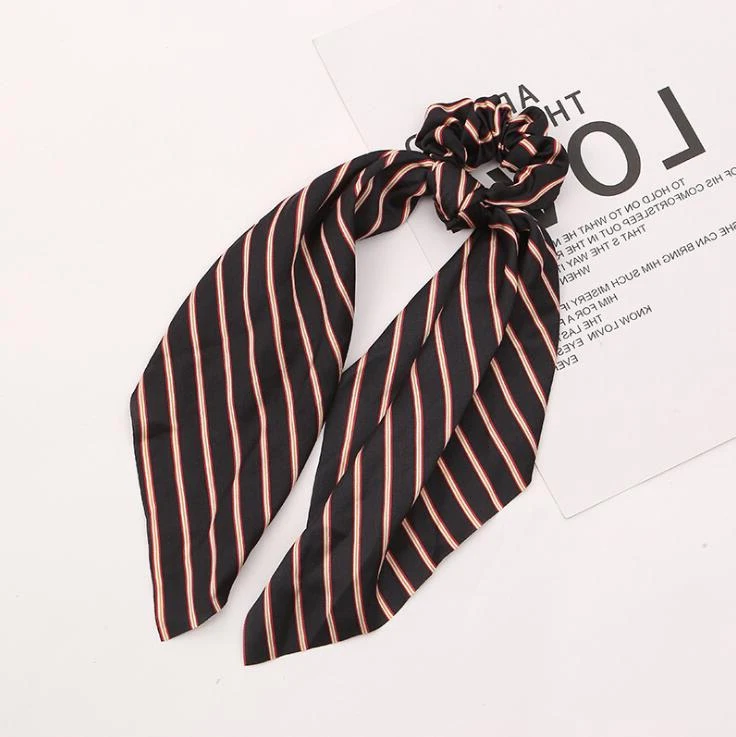 8 Bohemian Chiffon Flower Shrink Scarf Hair Band Ponytail Entrainment Bow Floral Print Hair Bundle Rope - Цвет: 8