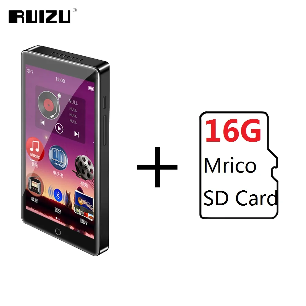 Ruidu H1 полный сенсорный экран MP3-плеер Bluetooth 8 Гб музыкальный плеер со встроенным динамиком поддержка fm-радио Запись видео электронная книга - Цвет: H1 with 16G TF Card