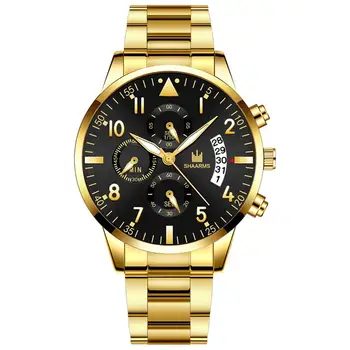 

2019 Gold Business Watch For Men Luxury Stainless Steel Band Quartz Wristwatch Male Man Fashion Military Sport Date Watches