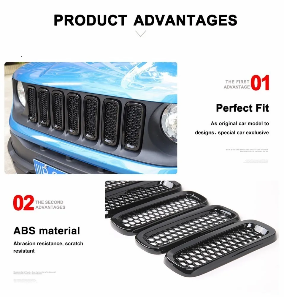 MOPAI гоночные грили для Jeep Renegade+ Автомобильная передняя решетка декоративная крышка наклейки для Jeep Renegade автомобильные аксессуары Стайлинг