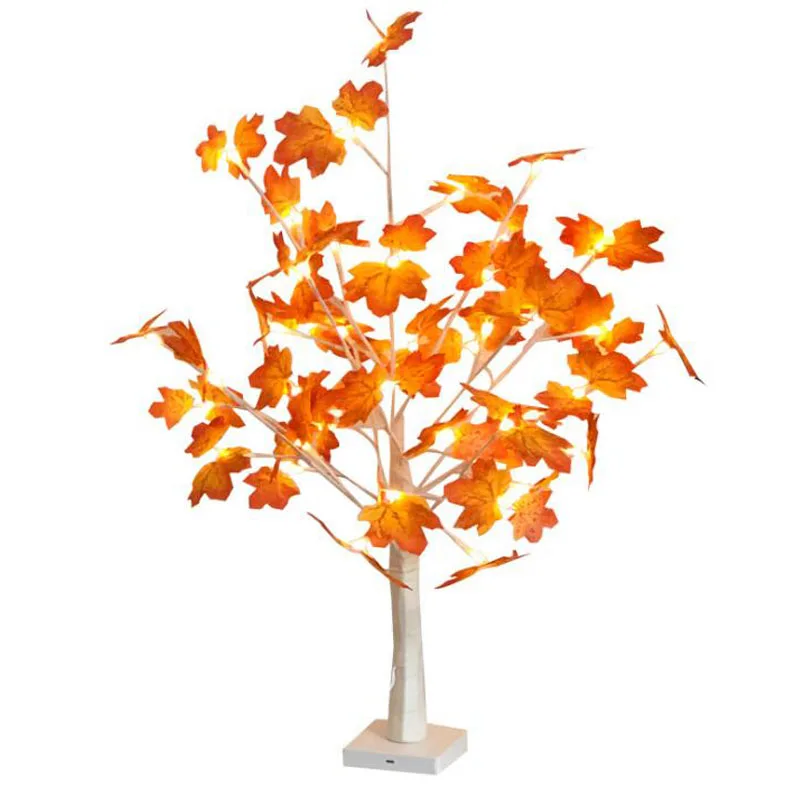 24LED Table-Lamp Maple/Ginkgo/ Christmas Fire Tree Night Light for Home Holiday Bedroom Indoor Kids Bar Decor Fairy Light