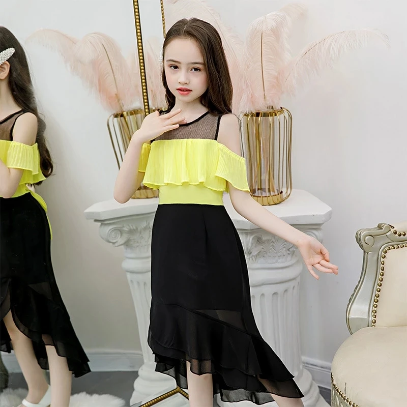 Abiti da ragazza con spalle scoperte abito da sirena elegante in Chiffon  estivo per ragazze 4 6 8 10 12 anni abbigliamento da principessa per  bambini|Dresses| - AliExpress