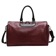 Женская дорожная сумка из искусственной кожи аллигатора, мужские тренировочные сумки, Дамская дорожная сумка для путешествий на выходные, вместительная спортивная сумка B109
